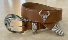 LEVI’S Concho Ranger Buckle Set Southwest Style Sunburst Tan Leather Belt picture