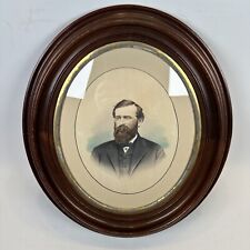 Antique Gentleman’s Portrait In Gilted Oval Wooden Frame, Colored Portrait picture