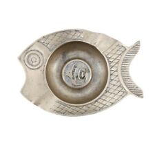 Brutalist Brass Fish Dish Vintage Rare Mid Century Korean Ash Tray Trinket Ring picture