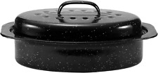 Granite Roaster Pan, Small 13” Enameled Roasting Pan with Domed Lid. Oval Turkey picture
