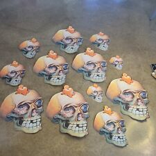 Large Vintage Halloween Die Cut cardboard Skull Mouse Spider Decoration LOT x 12 picture