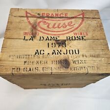 VTG WOOD SHIPPING BOX 15x11x12 1973 FRANCE CRUSE WINE HOLDS 12 BOTTLES RARE picture