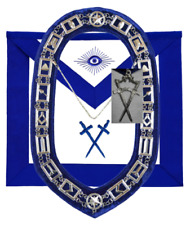 MASONIC BLUE LODGE OFFICER SENTINEL APRON SILVER CHAIN COLLAR AND JEWEL picture
