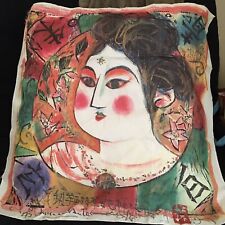 VTG Japanese Print By Artist Shiko Munakata Duplicated On Cloth Used In Murals picture