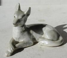 German Shepherd Dog Figurine Lying Down All White Iridescent Made in Japan --- picture