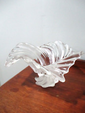 Brilliant frosted & clear swirling waves footed pedestal minty centerpiece bowl picture