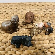 Vintage Lot of Miniature Hippos Various Material and Size Kissing Hippos Kitsch picture