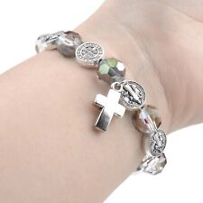 Catholic Town Bracelet Saint Benedict alloy and crystal beads ( CTBSBC-CLR ) picture