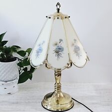 Vintage Touch lamp 3 Way with Blue Floral design 8 Panel Glass picture