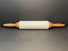 Vintage Imperial White Milk Glass Rolling Pin w/ Wood Handles 19”L picture