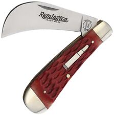 Remington 2023 Hawkbill Bullet Folding Knife 440 Steel Blade Red Jigged Bone picture