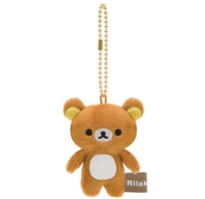 JAPAN Rilakkuma Khaki Brown Bear Furry Mini Plush Key Ring Bag Decor Relaxing picture