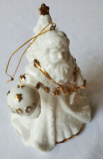 2001 Santa Claus Bell Ornament Father Christmas Porcelain Gold Accents 5
