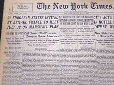 1947 JULY 4 NEW YORK TIMES - 22 EUROPEAN STATES MEET ON MARSHALL PLAN - NT 5163 picture