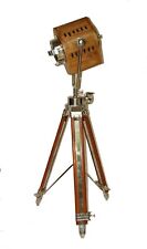 Vintage hollywood nautical wooden spotlight lamp with brown wooden tripod gift picture