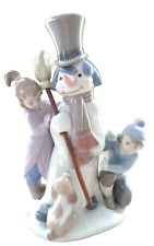 1989 VINTAGE LLADRO PORCELAIN SCULPTURE “THE SNOWMAN” #5713-GLOSSY-CHARMING picture