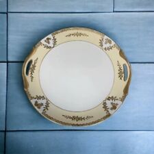 Noritake Double Handled Serving Plate Cake Plate Gold Flowers 9 1/2