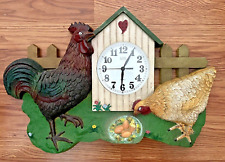 Vintage Rooster Chicken Plastic/Vinyl Wall Clock (Med/Large) Works picture