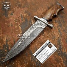 IMPACT CUTLERY RARE CUSTOM DAMASCUS BOWIE KNIFE BURL WOOD HANDLE- 1147 picture