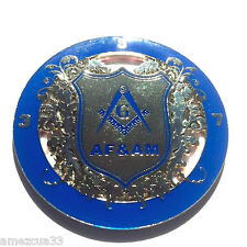 BLUE & SILVER  3.5.7 Masonic Key  Ancient Free And Accepted Masons Auto Emblem picture