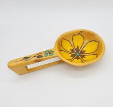 Vintage Cottagecore Sunflower Floral HandCarved Wooden Spoon Handle 10.5