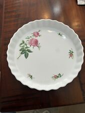 Vintage Christine Holm Tart-Pie-Quiche Dish with Scalloped Edges & Rose Design picture