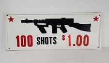 Vintage Original 100 Shots $1.00 Shoot Out The Star Carnival Game Sign Plastic picture