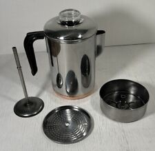 VTG Revere Ware Stainless Stovetop Coffee Pot Percolator Copper Bottom 6-8 Cup picture