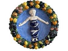 Vintage Italian ceramic Della Robbia Jesus Christ Child Plaque picture