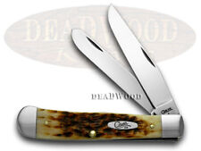 Case xx Knives Trapper Jigged Amber Bone CS Carbon Steel Pocket Knife 00163 picture