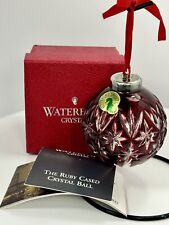 Waterford Crystal Ruby Red Cased Ornament Bauble Ball with Box picture