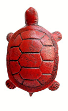 Turtle Figurine Cast Iron Antique Style Garden Pond Decor Red 4.5 inch picture