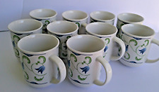 ONEIDA Casual Settings Regency Blue Floral & Vine Tea Coffee Cup Mugs Set 11 picture
