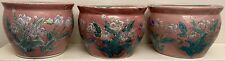 3 Chinese Porcelain Jardiniere Planter/Koi Fish Bowl Floral Butterfly Tulip 9.5” picture