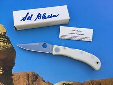 SPYDERCO JESS HORN MID LOCK KNIFE  MINT WHITE MICARTA HANDLE  BOX SIGNED BY SAL picture