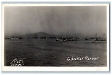 Gibraltar Harbor Dazzle Camoflage Spain Ships Military RPPC Photo Postcard picture