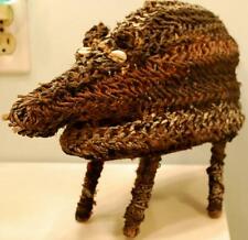 Vintage West African Dogon Mali HAND WOVEN WARTHOG FIGURE Shell Eye HAND PAINTED picture