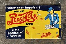 PEPSI~COLA Pepsi “Obey That Impulse” Porcelain Vintage Store Sign, 6” x 10” picture