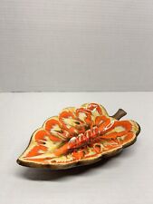 Vintage 1963 Treasure Craft No.29 U.S.A. Leaf Ashtray Orange/Red EUC picture