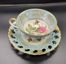 Original Vintage Royal Sealy China Cup and Saucer Roses Footed Open Edges picture
