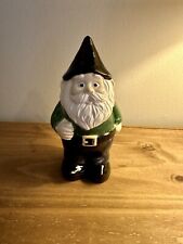 Vintage Ceramic Gnome Figurine Piggy Bank. Hobbyist Painted.  7.25”T picture