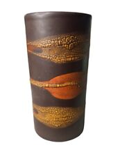 Vintage Royal Haeger Brown Earth Graphic Wrap Shape 4162X Cylinder Vase 7