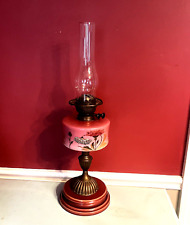 Victorian Antique Cranberry Milk Glass double Buner Oil Lamp 1880 picture