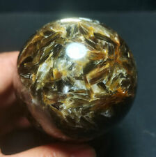 477G Natural Brown Tourmaline Unicorn Gem Mica Symbiotic Crystal Ball  R716 picture