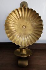 Early 1970's Brass Wall Sconce Candle Holder ~ Round Scalloped Art Deco ~ VHTF picture