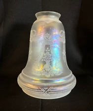 Victorian Iridescent Crystal Etched Glass Kerosene Paraffin Oil Lamp Tulip Shade picture