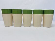 Raffiaware by Thermo-Temp Drink Tumblers Lot Green Ribbed Vintage Set of 5 B59 picture