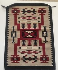 Vintage 1930's Genuine Navajo Storm Pattern Handmade Rug Wool 20.75
