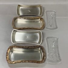 2 (pair) Vintage WMF-IKORA Silver Plate Butter dish glass inserts Brushed Finish picture