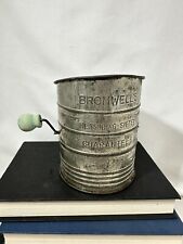 Vintage Bromwell's 3 Cup Measuring Cup Sifter Metal Tin Hand Crank Green Handle  picture